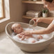 The MOON Brand Baby Bathtub| PP + TPR Infant Bath Tub for 0–3 Years | Lightweight Non-Slip Toddler Bath Tub | Durable & Comfortable Baby Shower -Beige.
