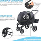The Moon Brand Kube Wagon Stroller for Kids & Toddlers, Push & Pull Convertible Wagon All-Terrain Wheels, UPF 50+ Canopy, BPA-Free Snack Tray, Compact Fold, Storage, 6M–4Y, 24kgs/Seat-Black