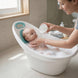The MOON Brand Cascade Baby Bathtub for 0–3 Years – PP + TPR Infant Bathtub, Lightweight Durable Baby Shower Tub, Non-Slip Safe Design,Easy-Grip Handle - White & Green