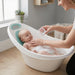 The MOON Brand Cascade Baby Bathtub for 0–3 Years – PP + TPR Infant Bathtub, Lightweight Durable Baby Shower Tub, Non-Slip Safe Design,Easy-Grip Handle - White & Green