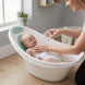 The MOON Brand Cascade Baby Bathtub for 0–3 Years – PP + TPR Infant Bathtub, Lightweight Durable Baby Shower Tub, Non-Slip Safe Design,Easy-Grip Handle - White & Green