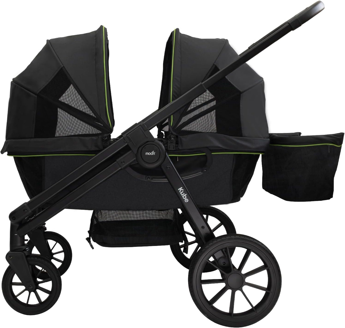 The Moon Brand Kube Wagon Stroller for Kids & Toddlers, Push & Pull Convertible Wagon All-Terrain Wheels, UPF 50+ Canopy, BPA-Free Snack Tray, Compact Fold, Storage, 6M–4Y, 24kgs/Seat-Black