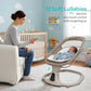 The Moon Brand Koze Baby Swing. 0m+, Holds upto 9kg. Gentle Swaying Motion. In Built Music System. Flexible Speed and Timer Settings. With Remote Control and Mosquito Net. Motion Sensor-Beige