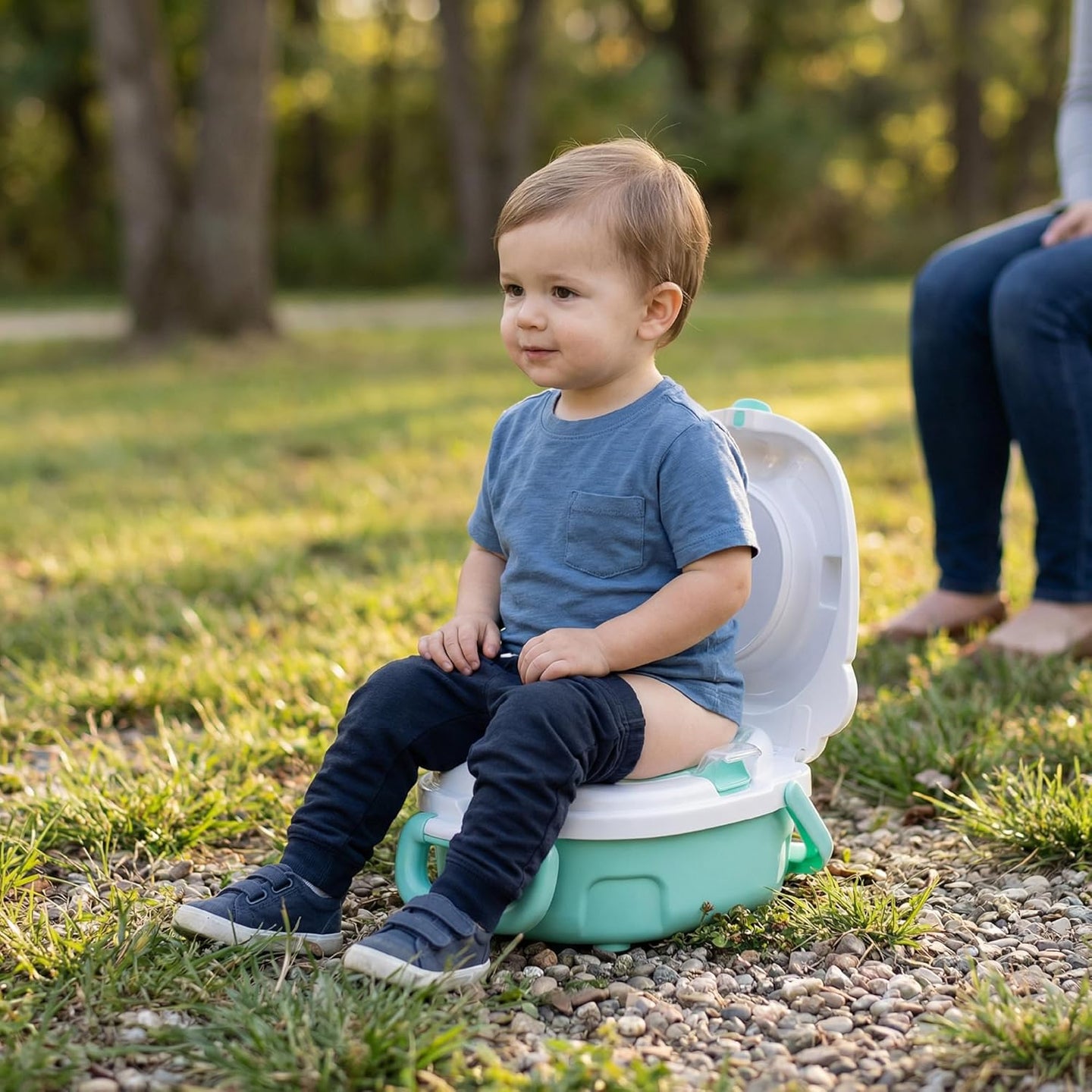 The MOON Brand Nuni Travel Potty Seat – Portable Foldable Toddler Toilet Training Seat, Lightweight Compact Baby Potty Trainer for 0–3 Years, Easy Clean PP Material, Travel Friendly Design- Green