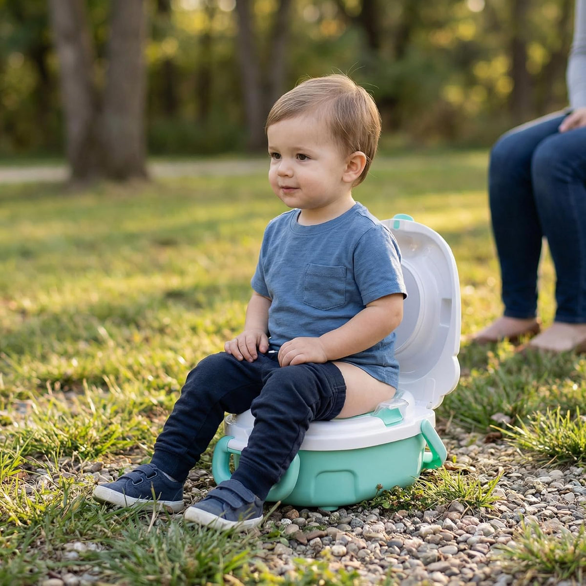 The MOON Brand Nuni Travel Potty Seat – Portable Foldable Toddler Toilet Training Seat, Lightweight Compact Baby Potty Trainer for 0–3 Years, Easy Clean PP Material, Travel Friendly Design- Green - The Moon Brand™