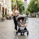 The MOON Brand Tripzi Carbon Fiber Cabin Stroller – Ultra-Lightweight, Travel-Ready Stroller with Easy Fold, Five-Point Safety Harness, Leather Handle for Babies 0–48 Months-Chocolate
