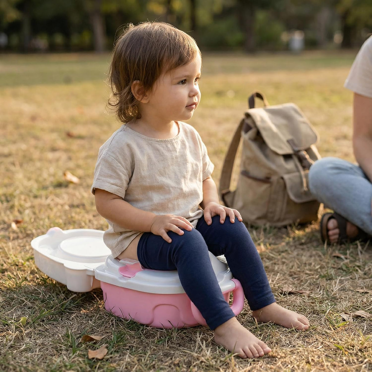 The MOON Brand Nuni Travel Potty Seat – Portable Foldable Toddler Toilet Training Seat, Lightweight Compact Baby Potty Trainer for 0–3 Years, Easy Clean PP Material, Travel Friendly Design-Pink - The Moon Brand™