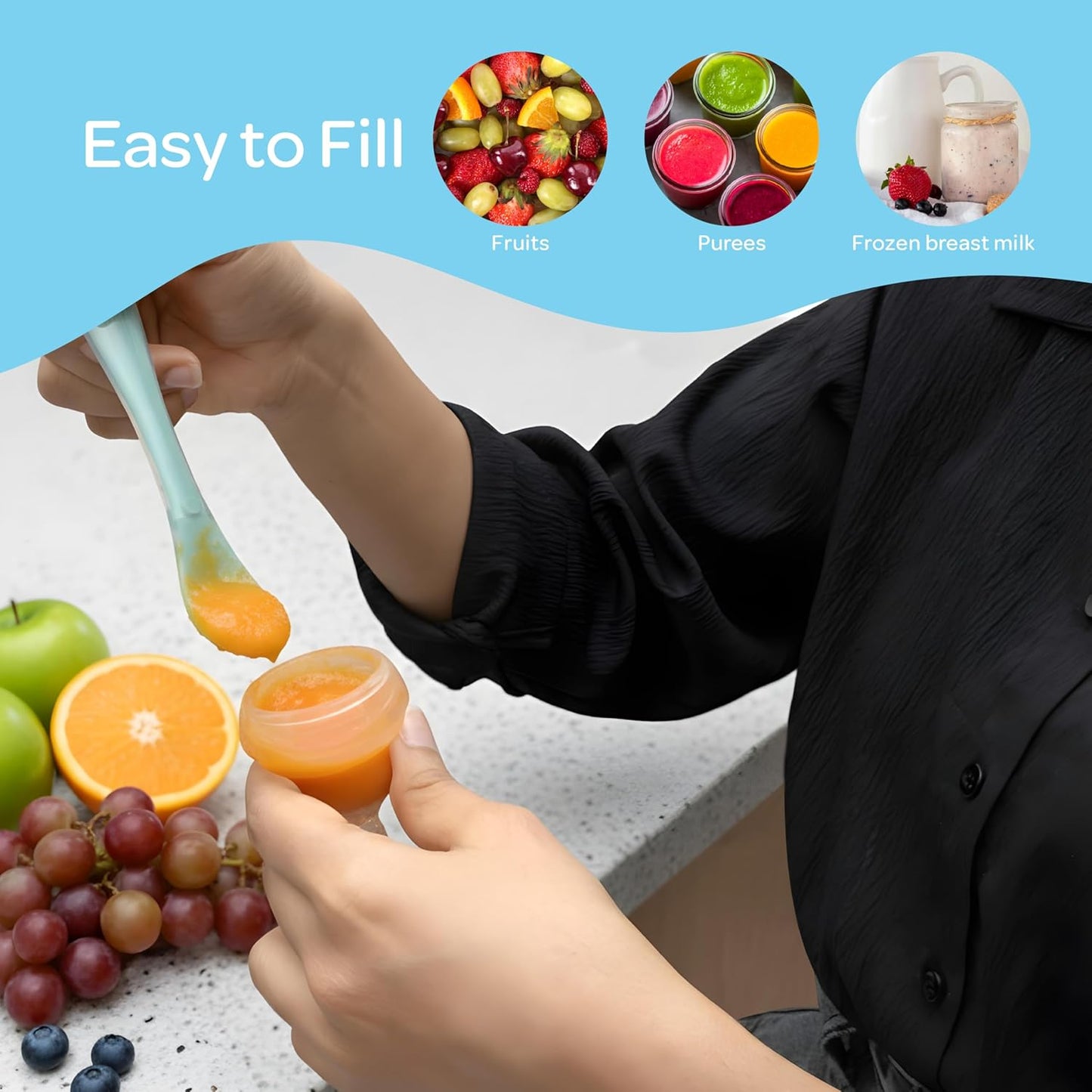 The Moon Brand Baby Fruit Feeder Teether | Silicone Pacifier for Infants & Toddlers | BPA-Free Snack Holder,Chewing Trainer, Kids Safe Gum Soother, Food Pulper with Soft Pouch- Beige