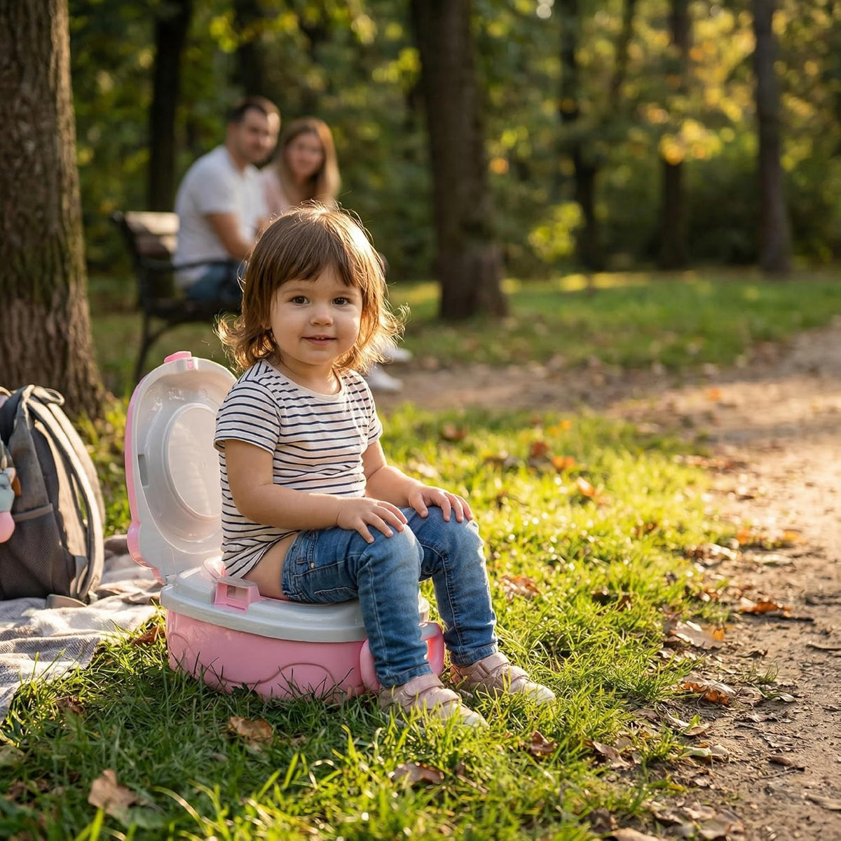 The MOON Brand Nuni Travel Potty Seat – Portable Foldable Toddler Toilet Training Seat, Lightweight Compact Baby Potty Trainer for 0–3 Years, Easy Clean PP Material, Travel Friendly Design-Pink - The Moon Brand™