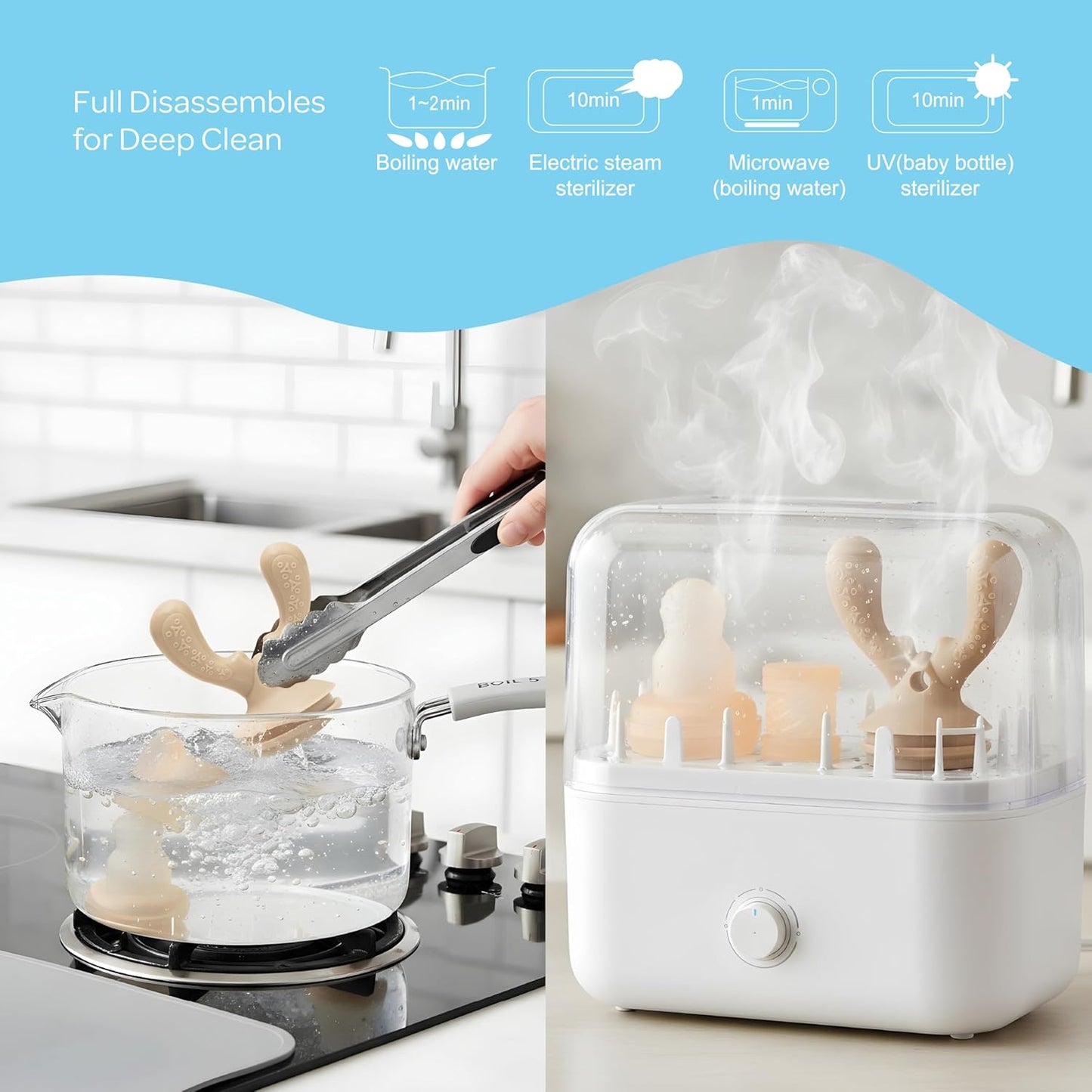 The Moon Brand Baby Fruit Feeder Teether | Silicone Pacifier for Infants & Toddlers | BPA-Free Snack Holder,Chewing Trainer, Kids Safe Gum Soother, Food Pulper with Soft Pouch- Beige