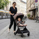 The MOON Brand Tripzi Carbon Fiber Cabin Stroller – Ultra-Lightweight, Travel-Ready Stroller with Easy Fold, Five-Point Safety Harness, Leather Handle for Babies 0–48 Months-Chocolate