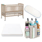 MOON Wooden Portable Crib  - Natural Wood / Baby Crib Organizer/ Crib & Pram Mattress (Classic Foam Moses Basket Mattress)