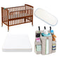 MOON Wooden Portable Crib Brown / Baby Crib Organizer  / Crib & Pram Mattress (Classic Foam Moses Basket Mattress)