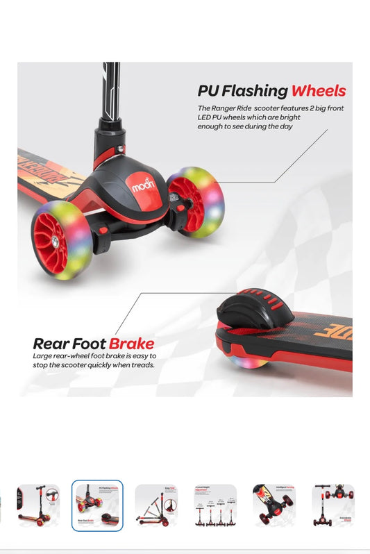 Ranger Ride 3-Wheels Premium Manual Scooter - Red