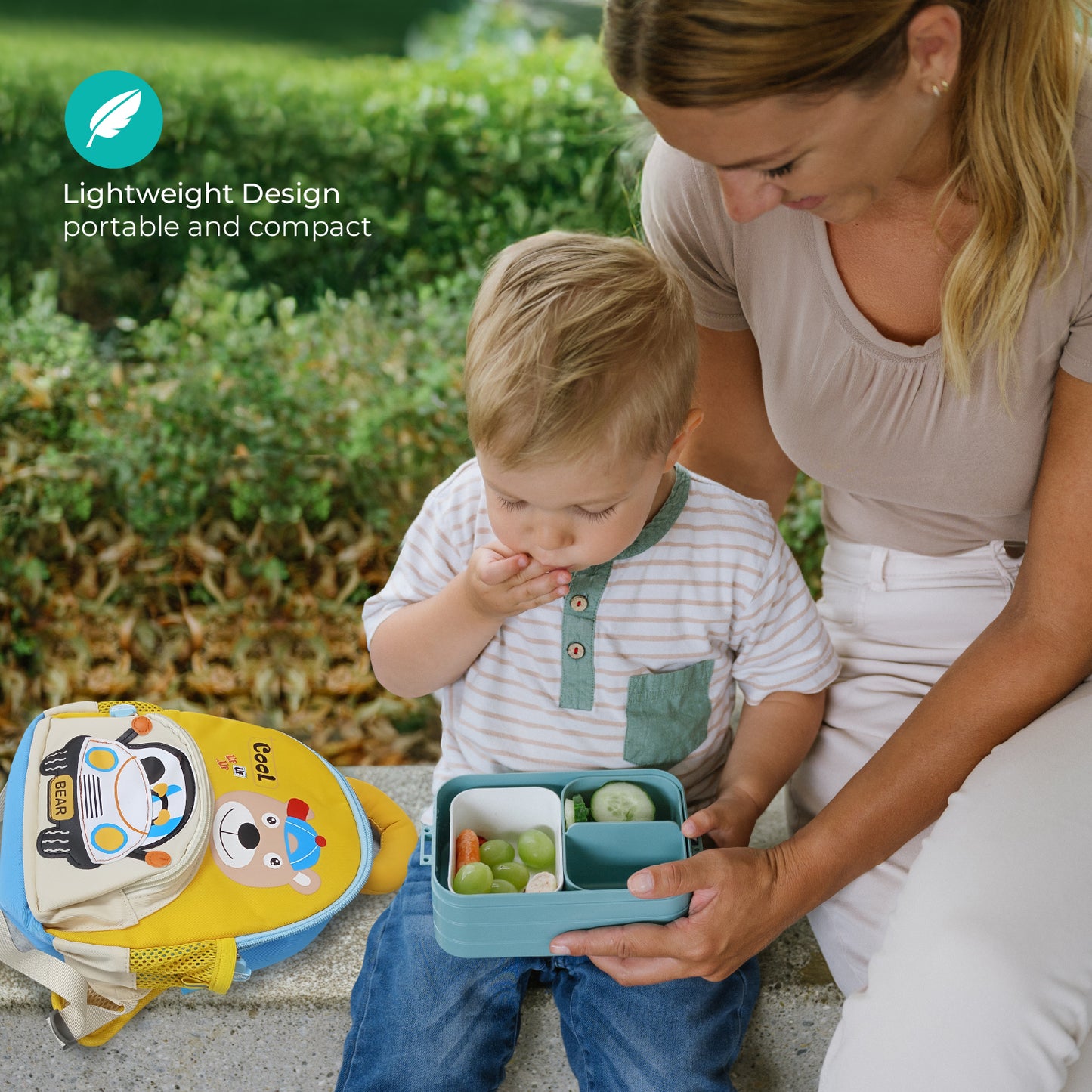 MOON Kids Backpack  – Comfy 3D Design,Padded Straps, Waterproof-Perfect for Preschool, Nursery, Snacks & Lunchbox-Bear/Yellow