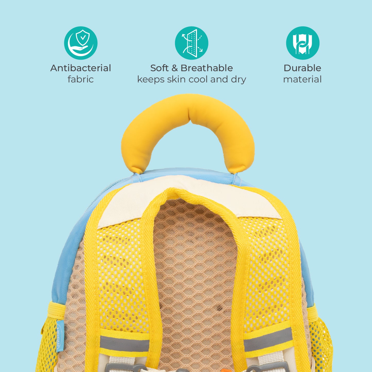 MOON Kids Backpack  – Comfy 3D Design,Padded Straps, Waterproof-Perfect for Preschool, Nursery, Snacks & Lunchbox-Bear/Yellow