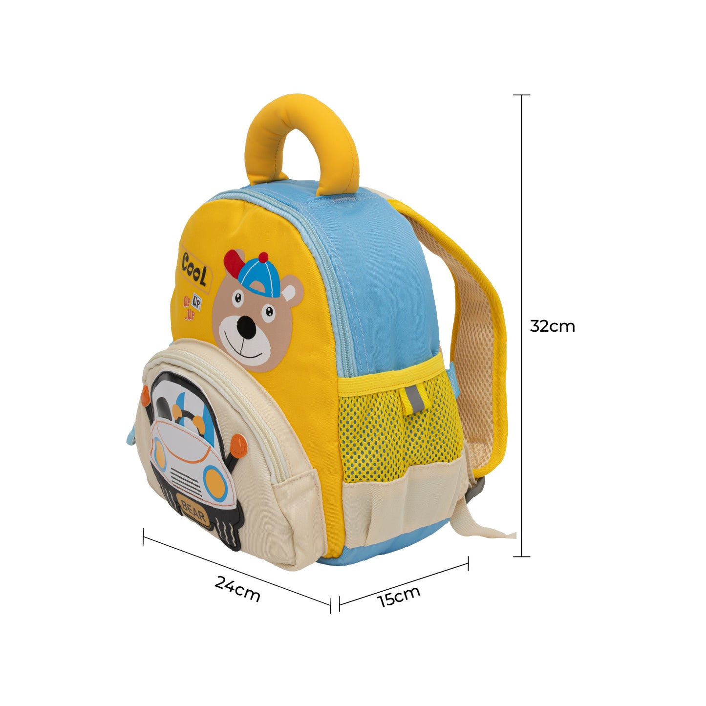 MOON Kids Backpack  – Comfy 3D Design,Padded Straps, Waterproof-Perfect for Preschool, Nursery, Snacks & Lunchbox-Bear/Yellow