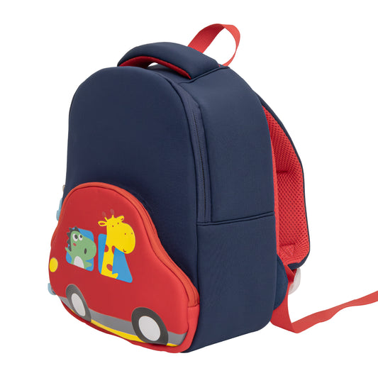MOON Kids Backpack  – Comfy 3D Design,Padded Straps, Waterproof-Perfect for Preschool, Nursery, Snacks & Lunchbox-Car/Blue