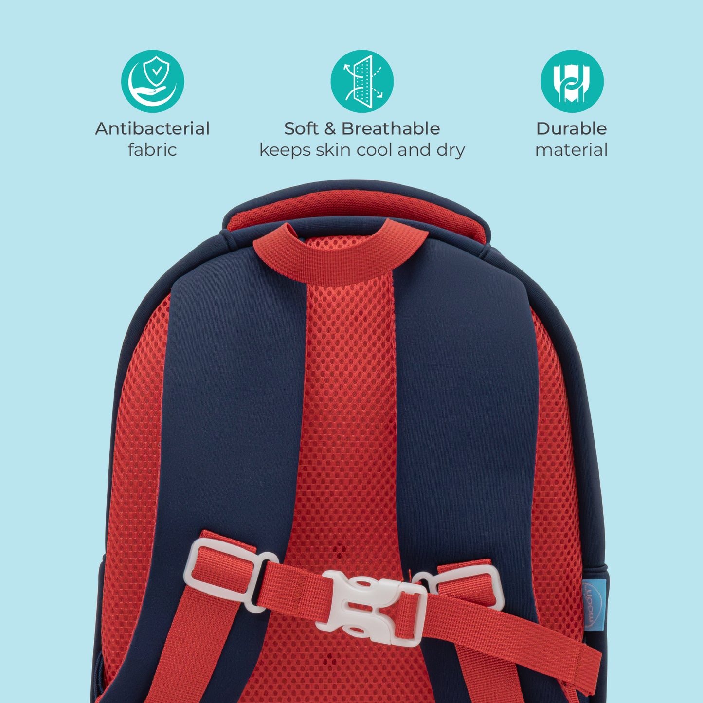 MOON Kids Backpack  – Comfy 3D Design,Padded Straps, Waterproof-Perfect for Preschool, Nursery, Snacks & Lunchbox-Car/Blue