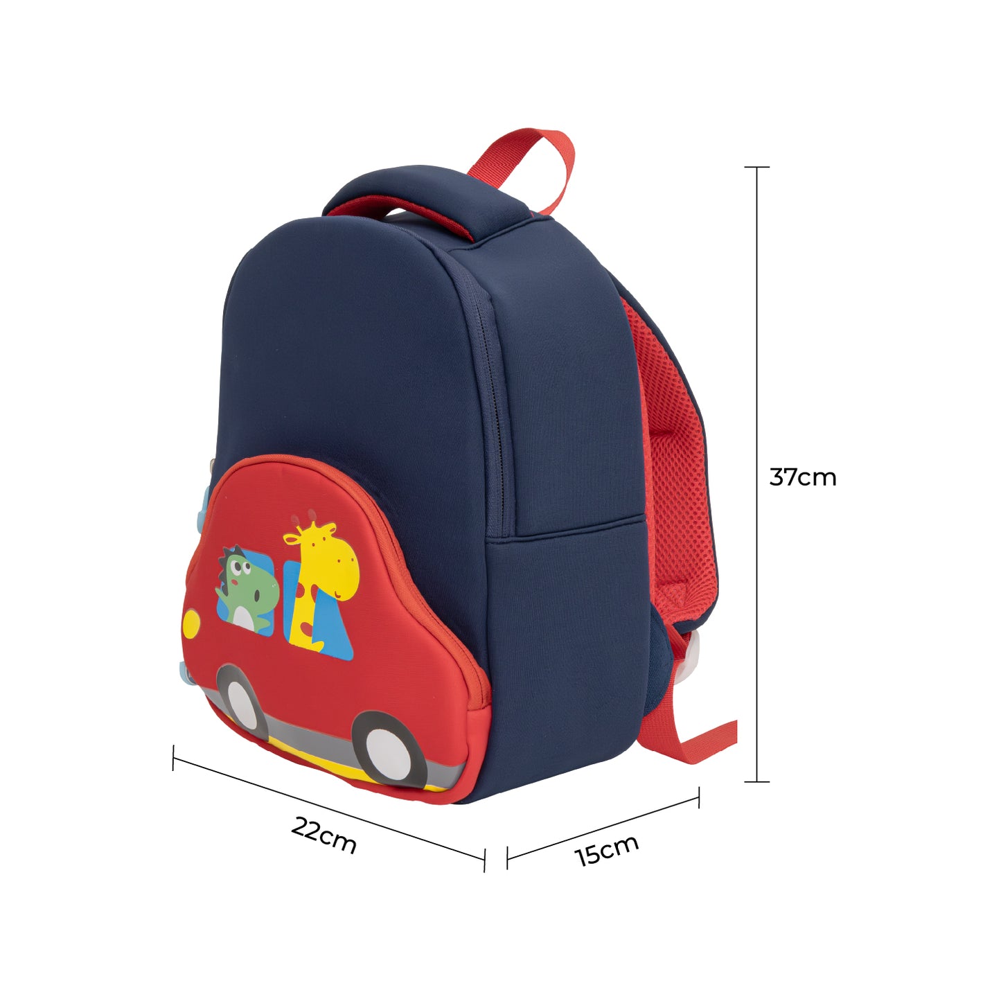 MOON Kids Backpack  – Comfy 3D Design,Padded Straps, Waterproof-Perfect for Preschool, Nursery, Snacks & Lunchbox-Car/Blue