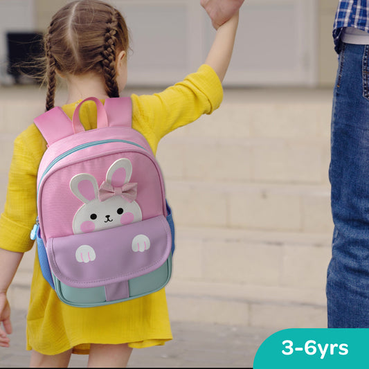 MOON Kids Backpack  – Comfy 3D Design,Padded Straps, Waterproof-Perfect for Preschool, Nursery, Snacks & Lunchbox-Bunny