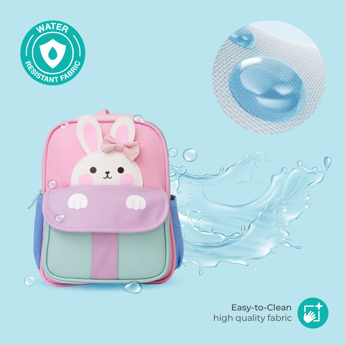 MOON Kids Backpack  – Comfy 3D Design,Padded Straps, Waterproof-Perfect for Preschool, Nursery, Snacks & Lunchbox-Bunny