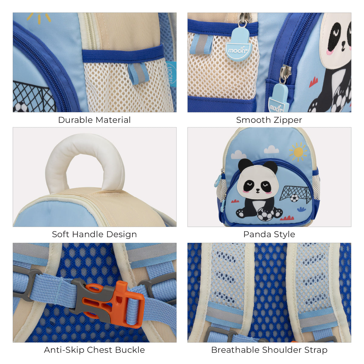 MOON Kids Backpack  – Comfy 3D Design,Padded Straps, Waterproof-Perfect for Preschool, Nursery, Snacks & Lunchbox-Panda - The Moon Brand™