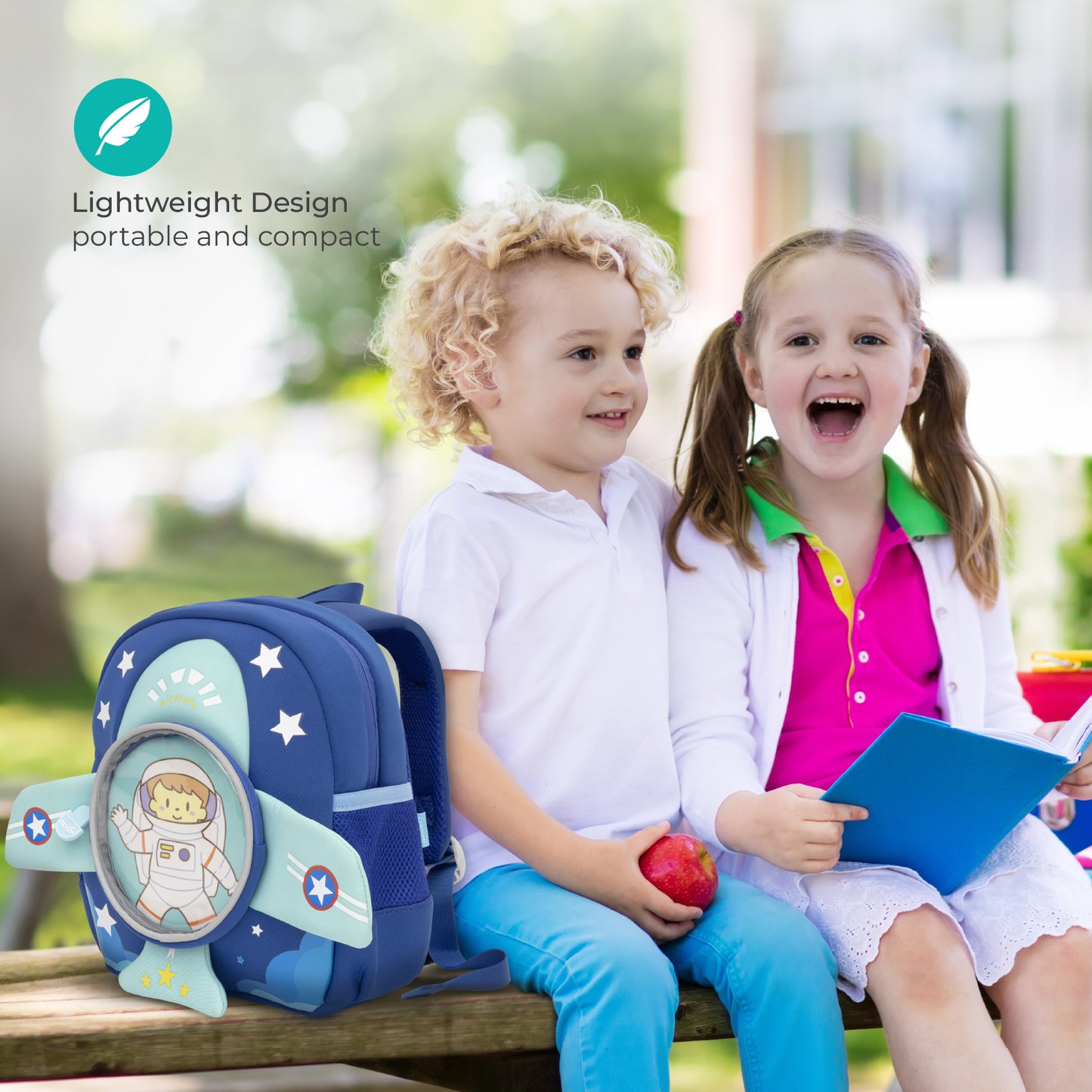 MOON Kids Backpack  – Comfy 3D Design,Padded Straps, Waterproof-Perfect for Preschool, Nursery, Snacks & Lunchbox-Astronaut