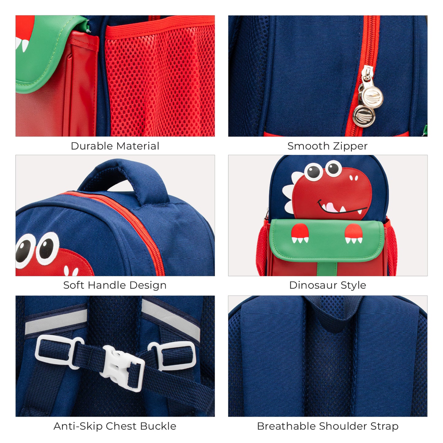 MOON Kids Backpack  – Comfy 3D Design,Padded Straps, Waterproof-Perfect for Preschool, Nursery, Snacks & Lunchbox-Dino