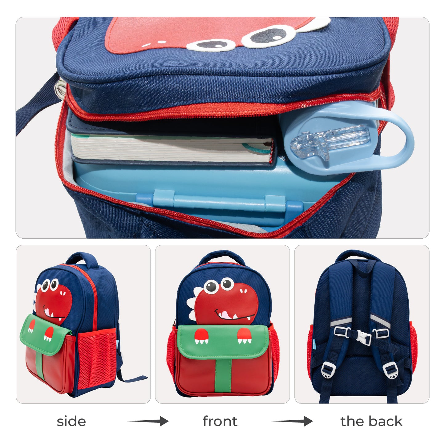 MOON Kids Backpack  – Comfy 3D Design,Padded Straps, Waterproof-Perfect for Preschool, Nursery, Snacks & Lunchbox-Dino