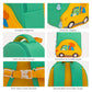 MOON Kids Backpack  – Comfy 3D Design,Padded Straps, Waterproof-Perfect for Preschool, Nursery, Snacks & Lunchbox-Car/Green