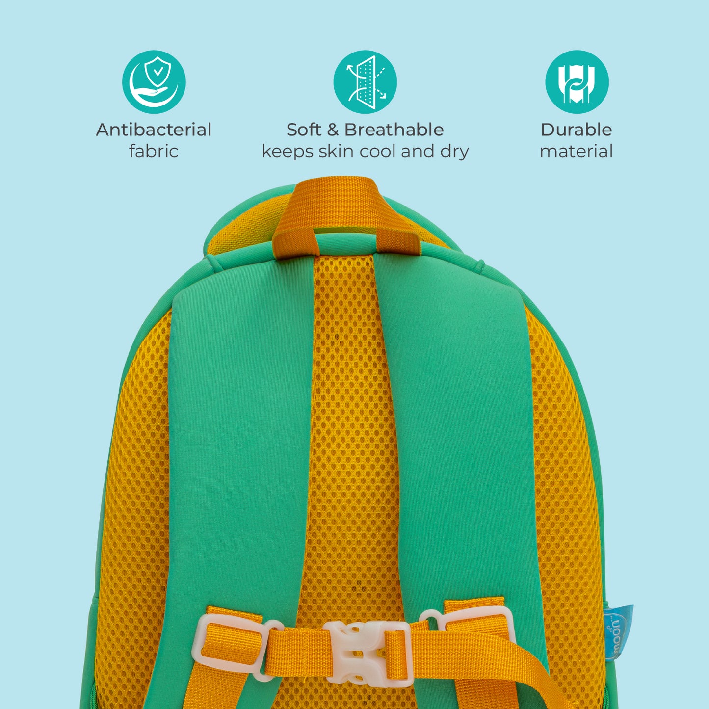 MOON Kids Backpack  – Comfy 3D Design,Padded Straps, Waterproof-Perfect for Preschool, Nursery, Snacks & Lunchbox-Car/Green