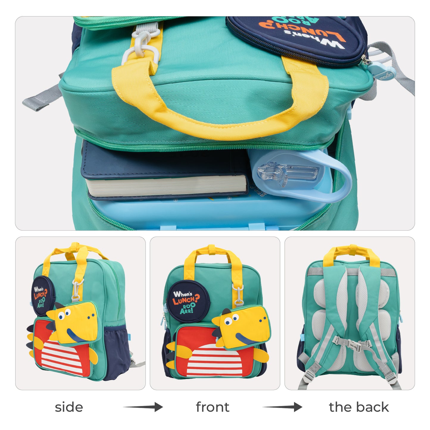 MOON Kids Backpack  – Comfy 3D Design,Padded Straps, Waterproof-Perfect for Preschool, Nursery, Snacks & Lunchbox-Yellow