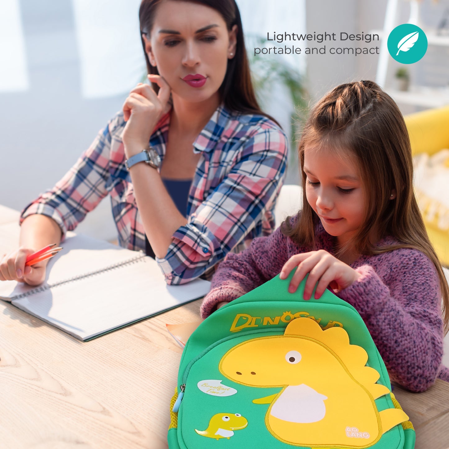 MOON Kids Backpack  – Comfy 3D Design,Padded Straps, Waterproof-Perfect for Preschool, Nursery, Snacks & Lunchbox-Dinosuar