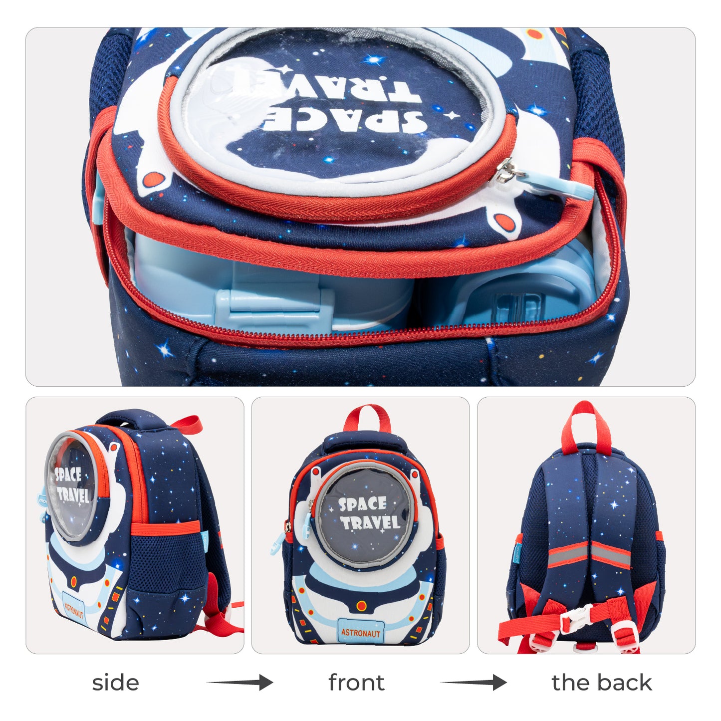 MOON Kids Backpack  – Comfy 3D Design,Padded Straps, Waterproof-Perfect for Preschool, Nursery, Snacks & Lunchbox-Space Adventure-Blue