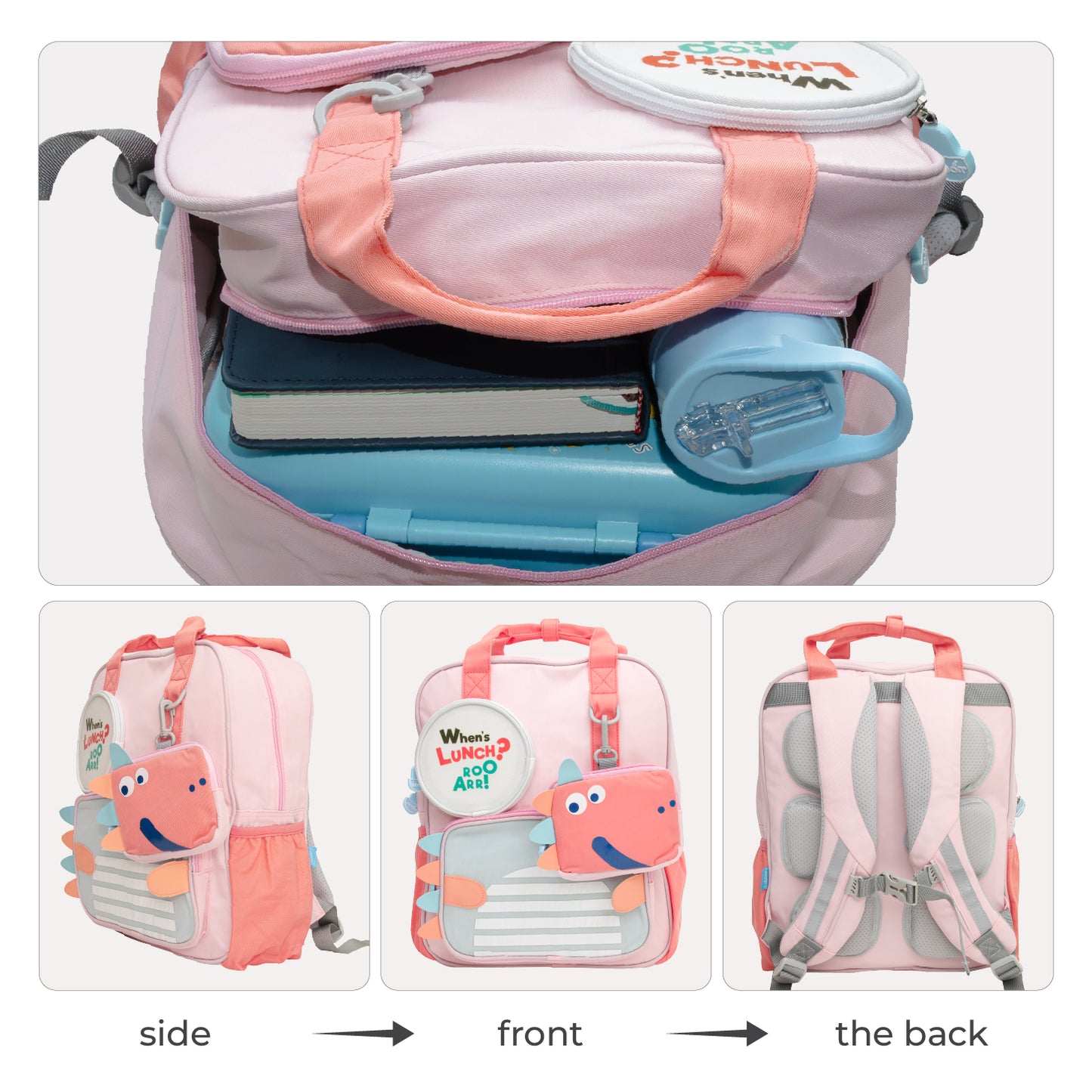 MOON Kids Backpack  – Comfy 3D Design,Padded Straps, Waterproof-Perfect for Preschool, Nursery, Snacks & Lunchbox-Pink