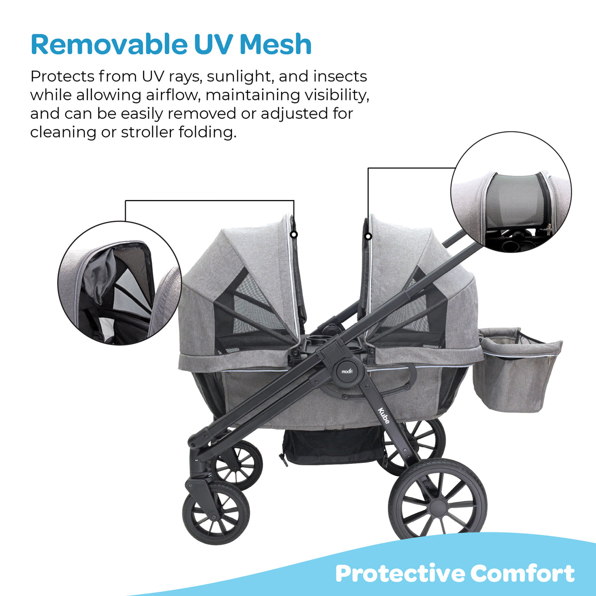 The Moon Brand Kube Wagon Stroller for Kids & Toddlers, Push & Pull Convertible Wagon All-Terrain Wheels, UPF 50+ Canopy, BPA-Free Snack Tray, Compact Fold, Storage, 6M–4Y, 24kgs/Seat-Black - The Moon Brand™
