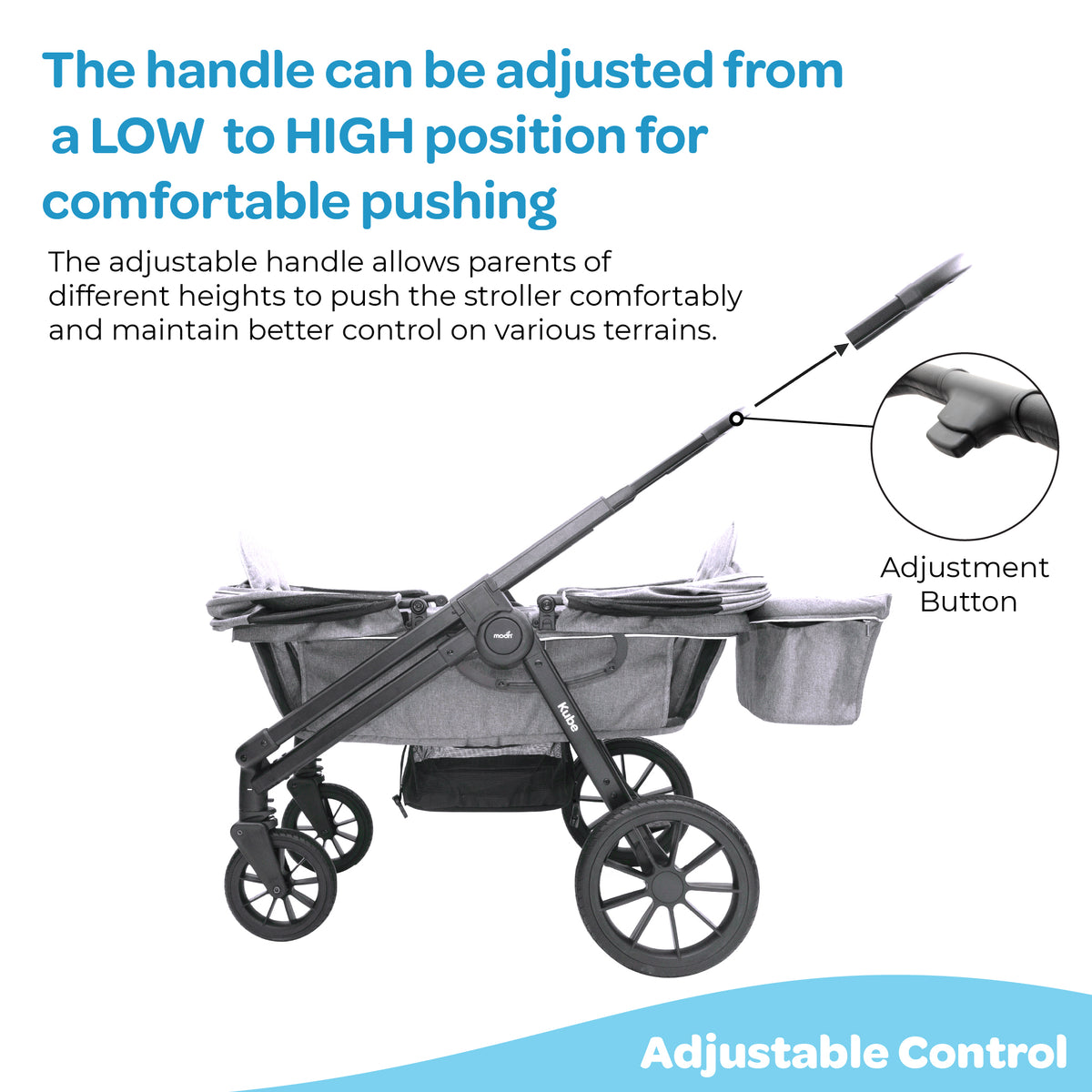 The Moon Brand Kube Wagon Stroller for Kids & Toddlers, Push & Pull Convertible Wagon All-Terrain Wheels, UPF 50+ Canopy, BPA-Free Snack Tray, Compact Fold, Storage, 6M–4Y, 24kgs/Seat-Black - The Moon Brand™