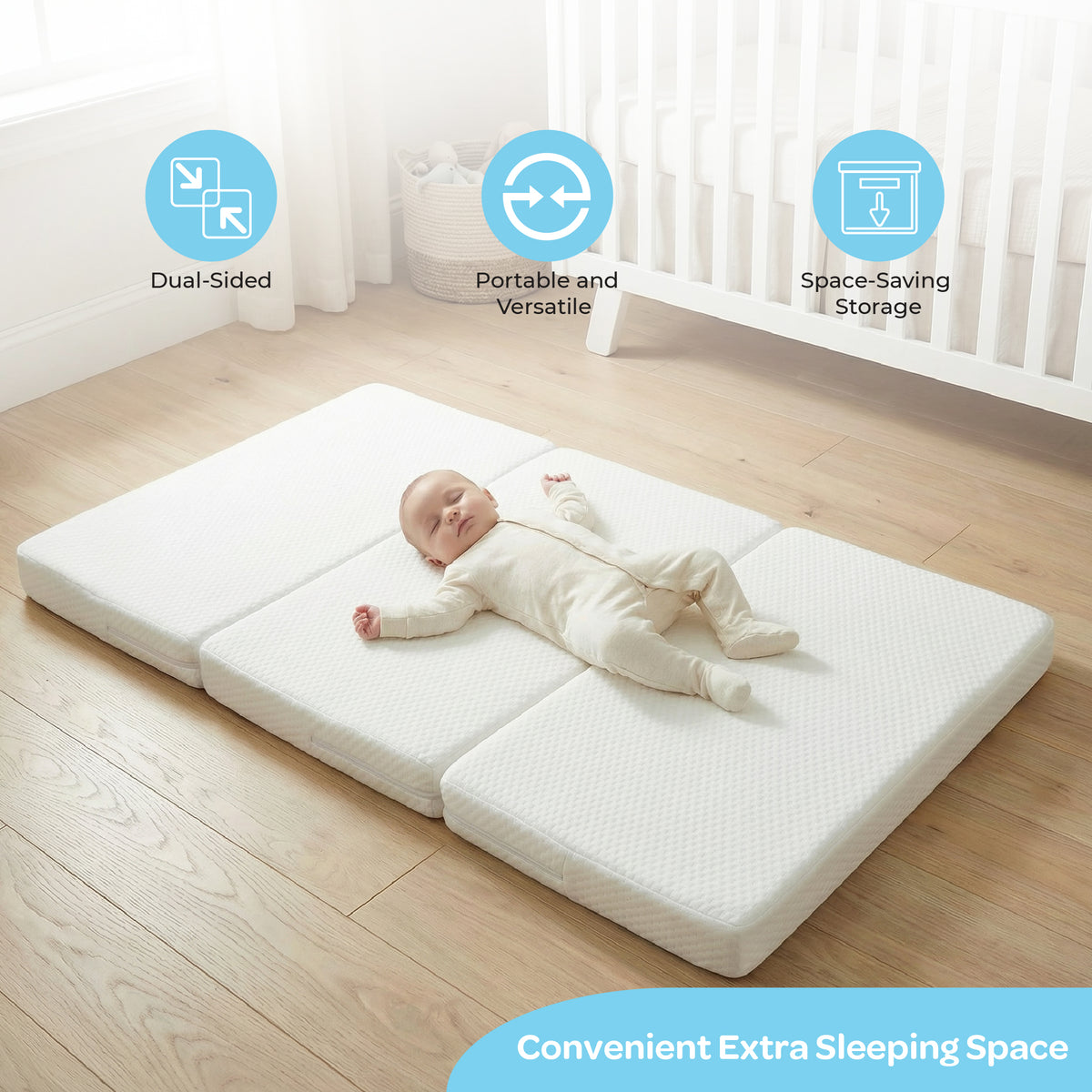 Moon Trifold Baby Mattress White - 120x60x6 cm - The Moon Brand™