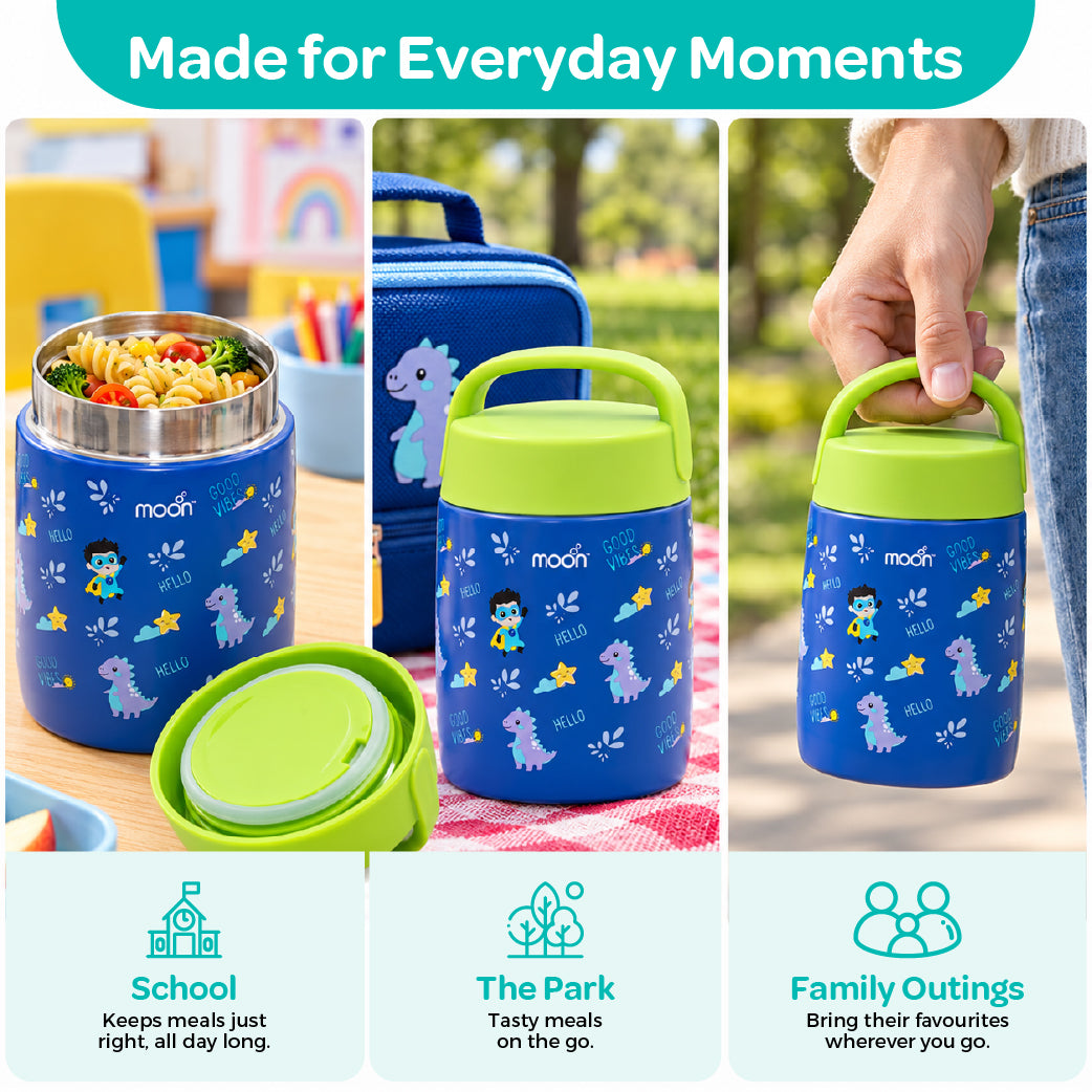 MOON 360ml Kids’ Insulated Food Jar | Stainless Steel, Blue