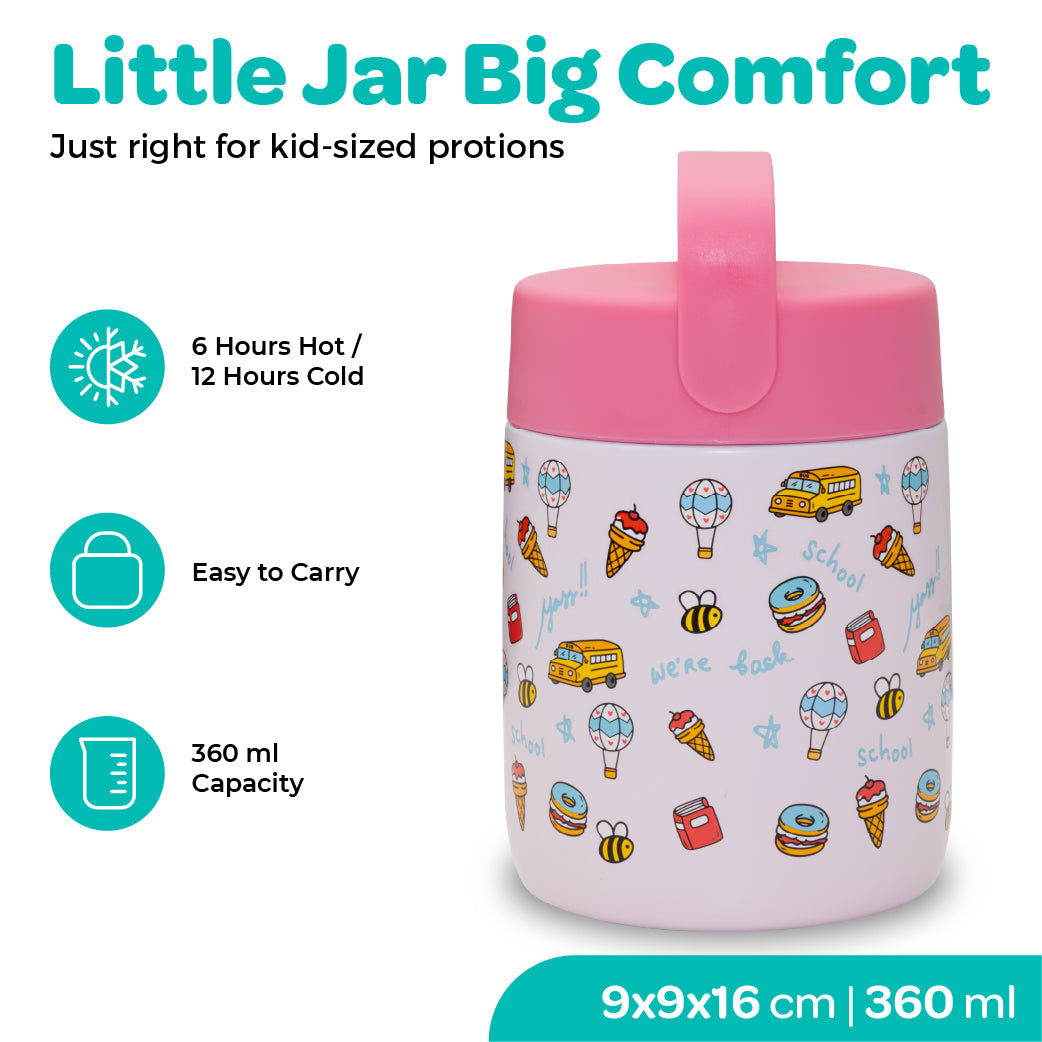 MOON 360ml Kids’ Insulated Food Jar | Stainless Steel, Pink