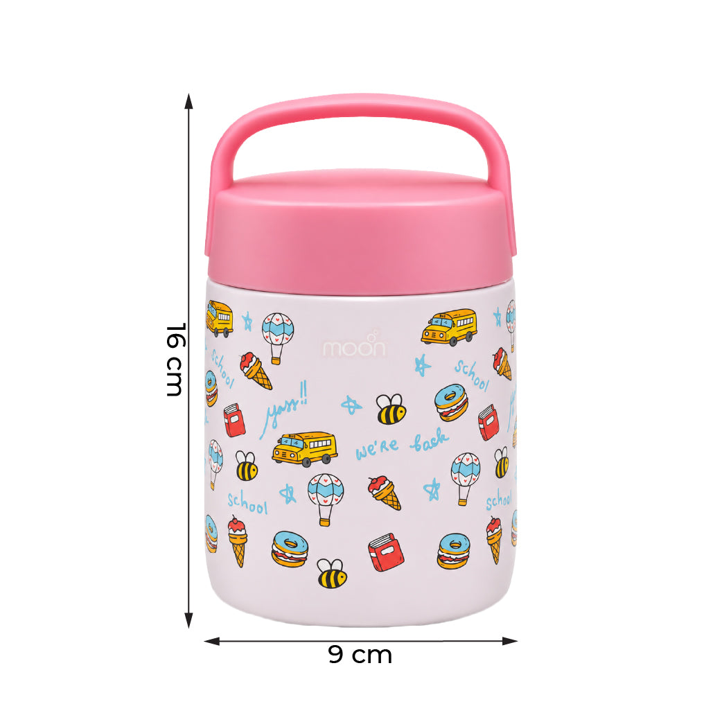 MOON 360ml Kids’ Insulated Food Jar | Stainless Steel, Pink