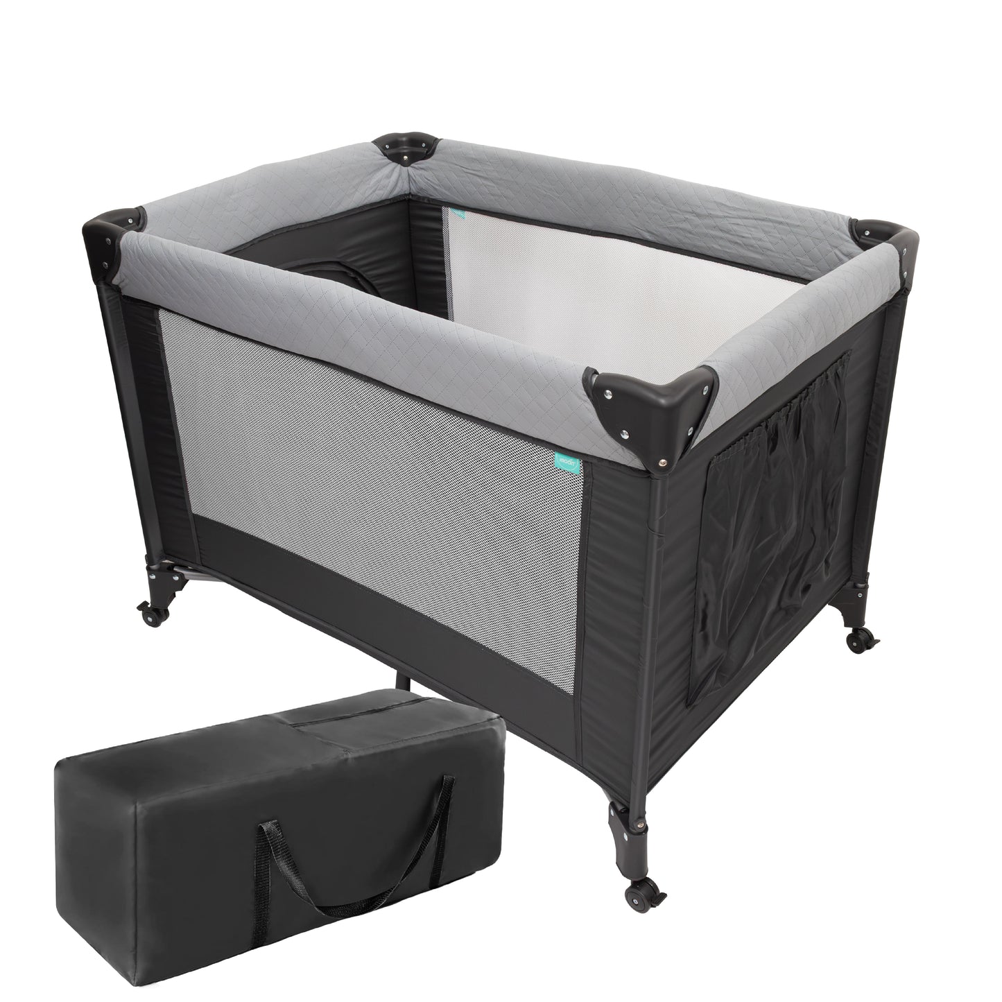 MOON Kidora Easy-Fold Playpen with Wheels, Storage & Edge Protection