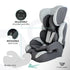 MOON Tolo Baby/Kids Car Seat (Group 1,2,3, Charcoal Grey) / Deluxe Back Seat Baby Side Mirror / Baby Back Seat Organizer (Black Twill)