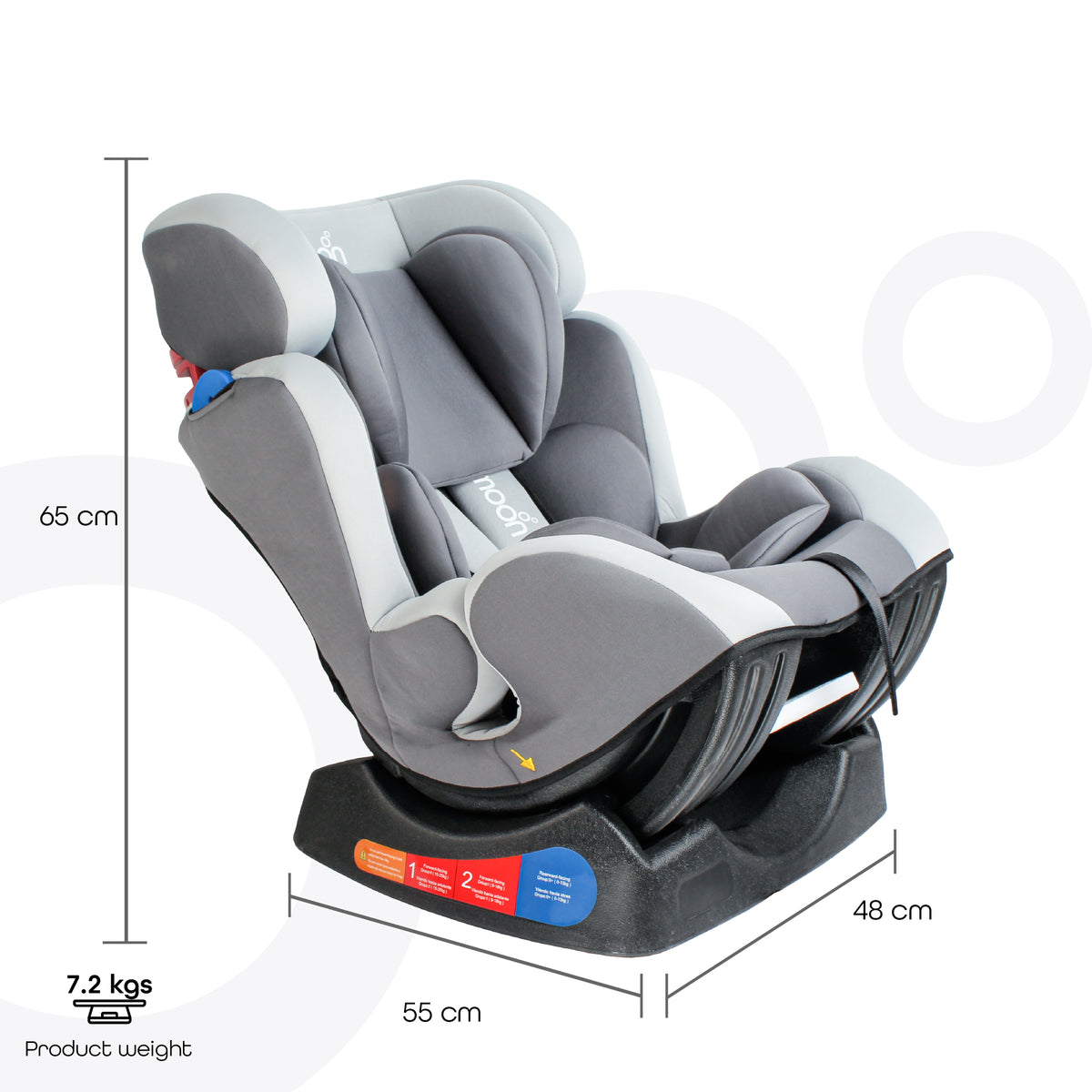 MOON Sumo Baby/Infant Car Seat (0-6 Years, 0-25 Kg, Light Grey) / Baby Back Seat Mirror (Grey) / Baby Back Seat Organizer (Black Prismatic) - The Moon Brand™