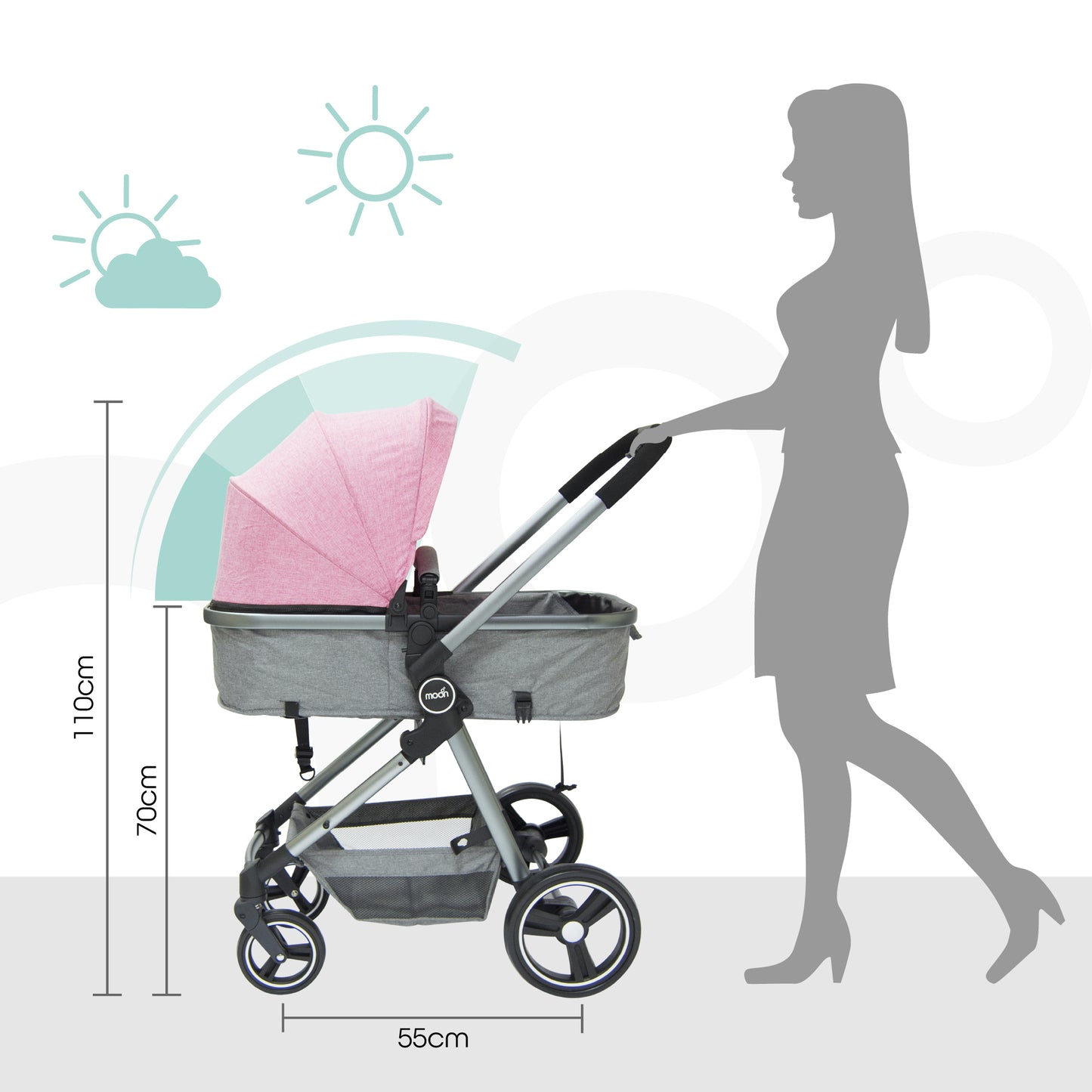 The Moon Brand Pro Stroller Pram – 2In1 Baby Trolley Convertible