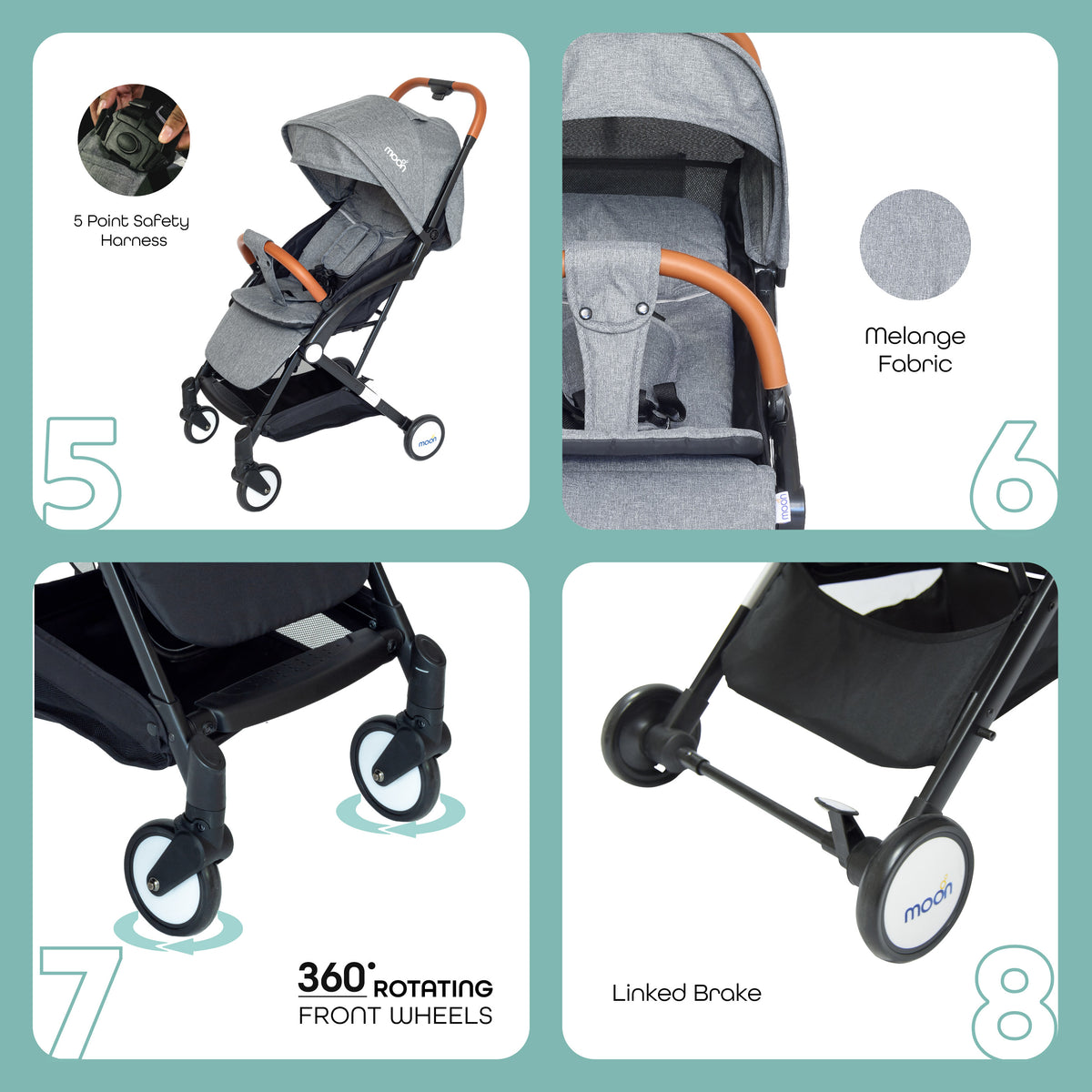 MOON Ritzi - Cabin Stroller - Grey - The Moon Brand™