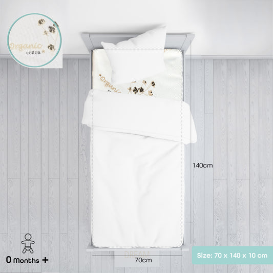 MOON  organic Toddler Crib & bed mattress - Size 140x70x10 cm