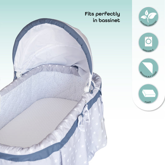 MOON  CRIB & PRAM MATTRESS Classic Foam Moses Basket Mattress, White