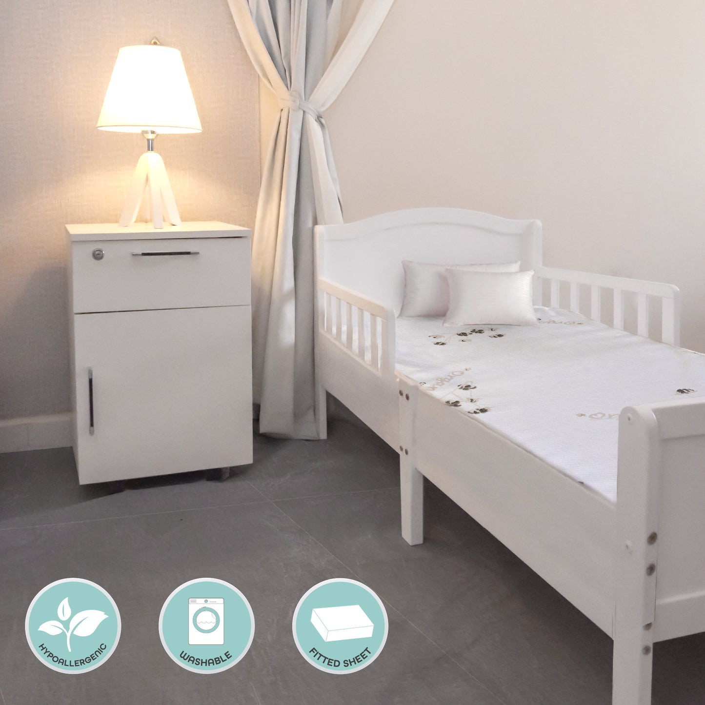 MOON  organic Toddler Crib & bed mattress - Size 140x70x10 cm